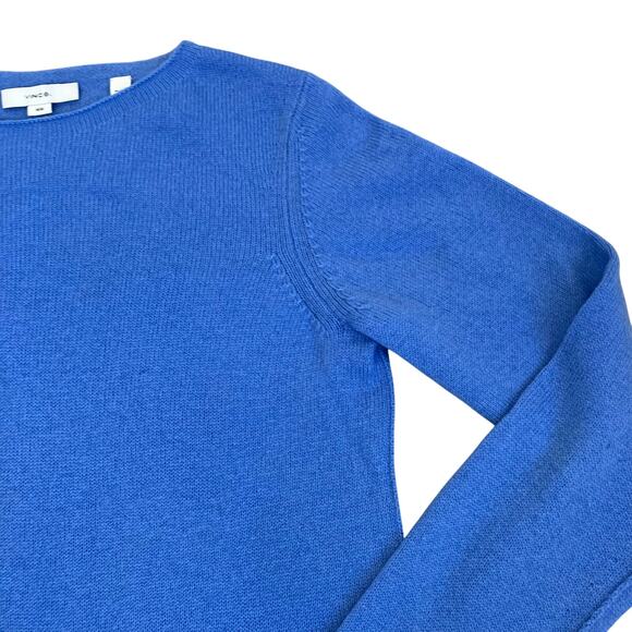 Vince Sz M Wool & Cashmere Blend Trimless Sweater in Hydrangea Blue Minimalist - Picture 9 of 16